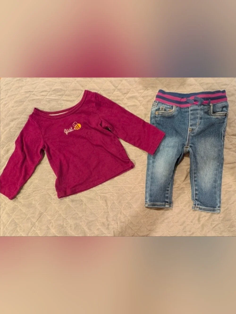 11M Purple Long Sleeve Top and Blue Jeans Set